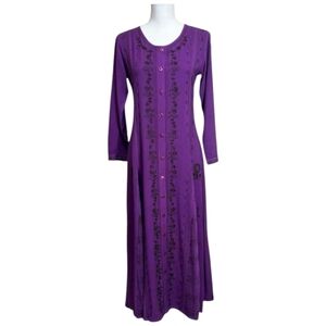 Natural Choice Embroidered Button Front Lightweight Dress - Size S